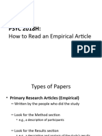 How to read an Empirical Article STUDENT