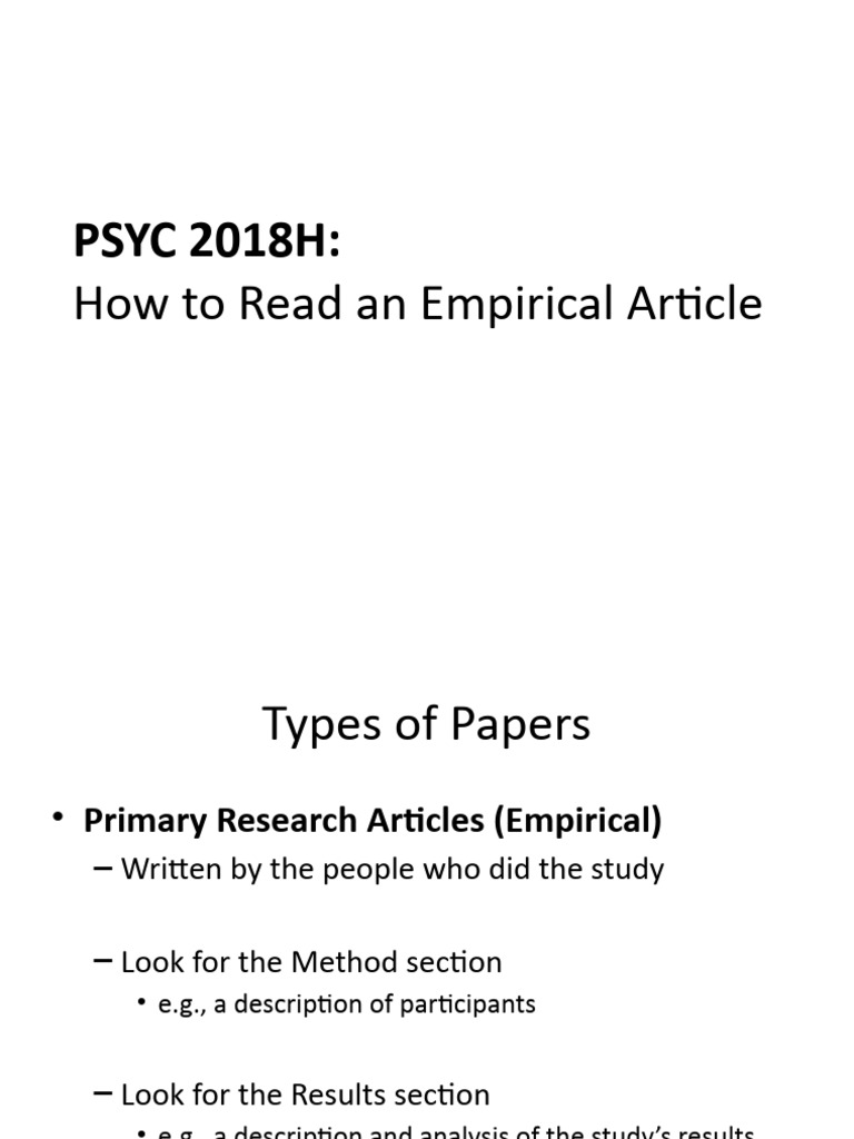 How To Read An Empirical Article STUDENT | PDF | Abstract (Summary ...