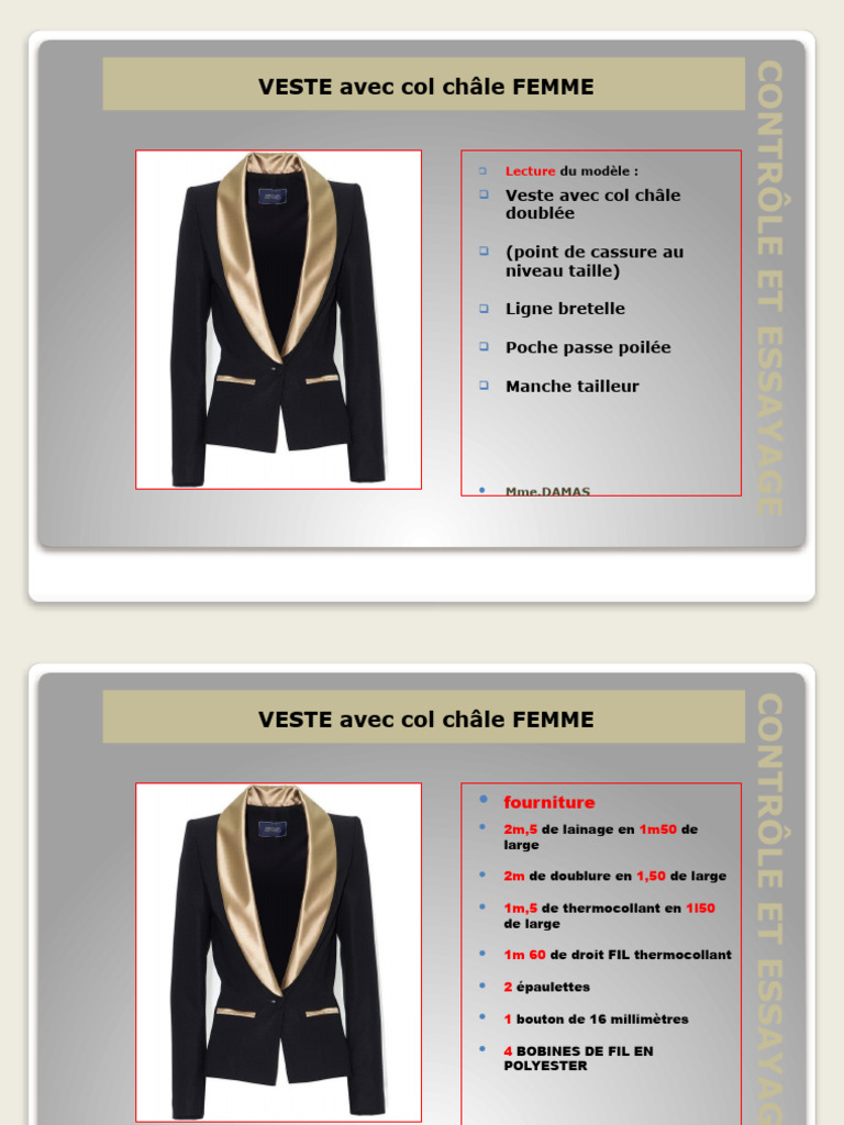 Veste Femme avec Col Châle : Guide de Création | PDF | Accessoires de ...