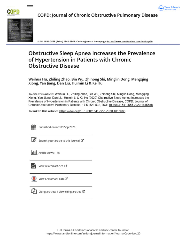 Obstructive Sleep Apnea Increases The Prevalence of Hypertension in ...