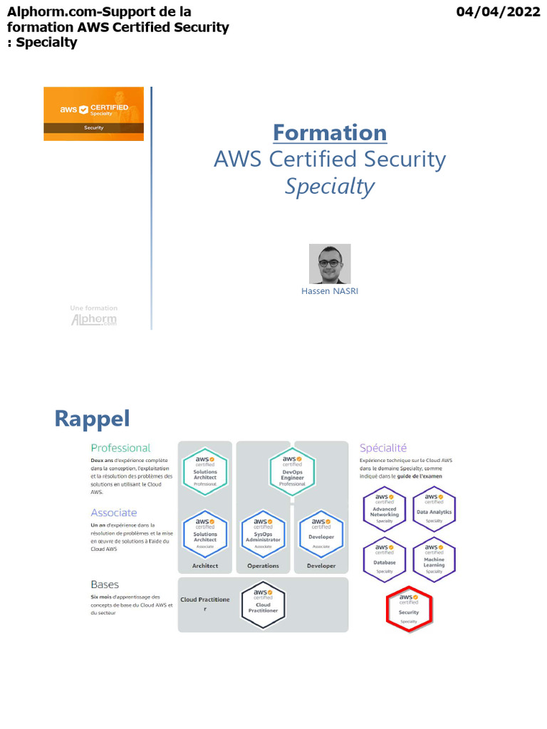 Formation AWS Certified Security Specialty | PDF | Cloud computing ...