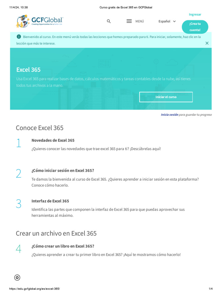 16 Curso gratis de Excel 365 en GCFGlobal | PDF | Microsoft Excel ...