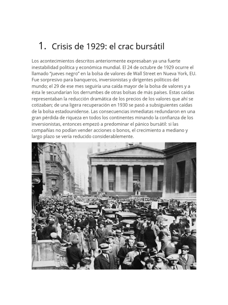 Crisis de 1929: El Crack Bursátil | PDF | Gran depresion | Estándar dorado