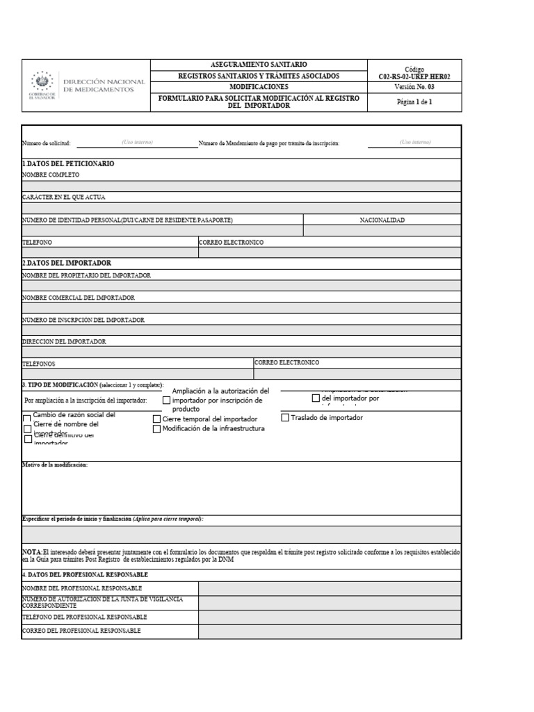 Modificación de Registro de Importador | PDF | Finanzas y dinero