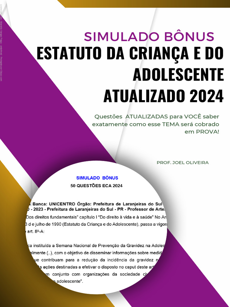 Simulado ECA 2024: 50 Questões | PDF | Pré-escola | Educação Especial