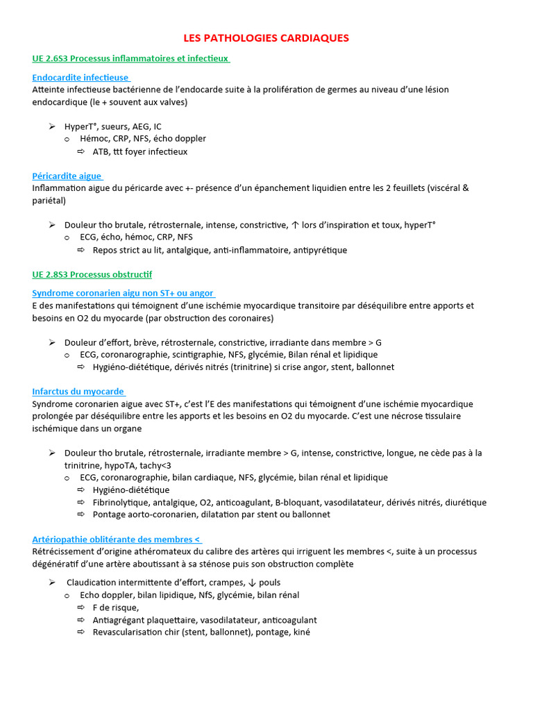 Pathologies cardiaques et traitements | PDF | Causes de décès ...