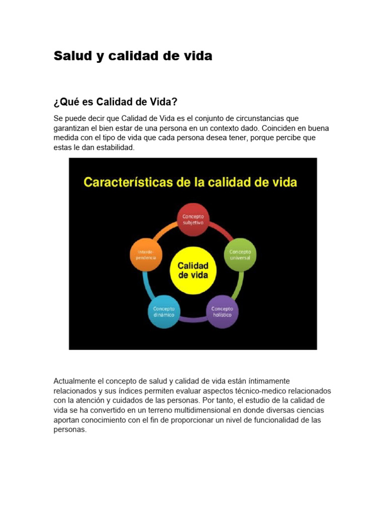 Salud y Calidad de Vida | PDF | Vida | Calidad de vida