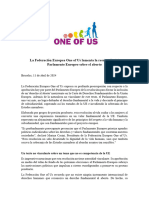 La Federación Europea One of Us Lamenta La Resolución Del Parlamento Europeo Sobre El Aborto