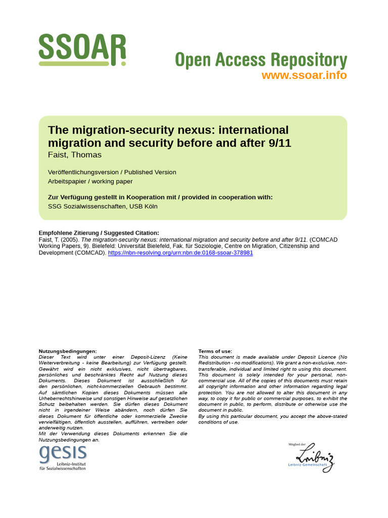 The Migration-Security Nexus: International Migration and Security ...