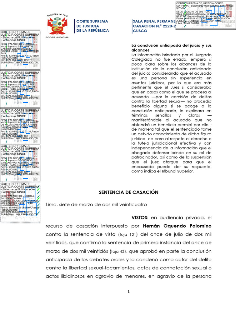 Casacion 2220-2022 | PDF | Sentencia (ley) | Castigos