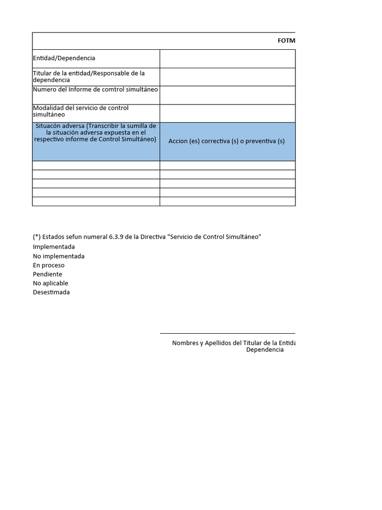 Plan de Acción para Control Simultáneo | PDF | Finanzas y dinero | Derecho