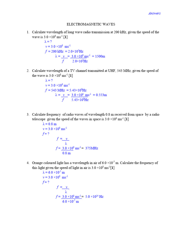 Electromagnetic Waves: Calculations & Properties | PDF ...