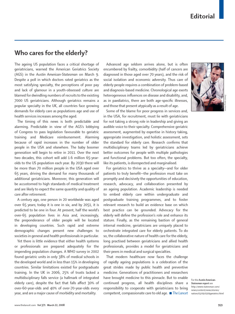 Geriatric Care Crisis in Aging America | PDF | Geriatrics | Public Services