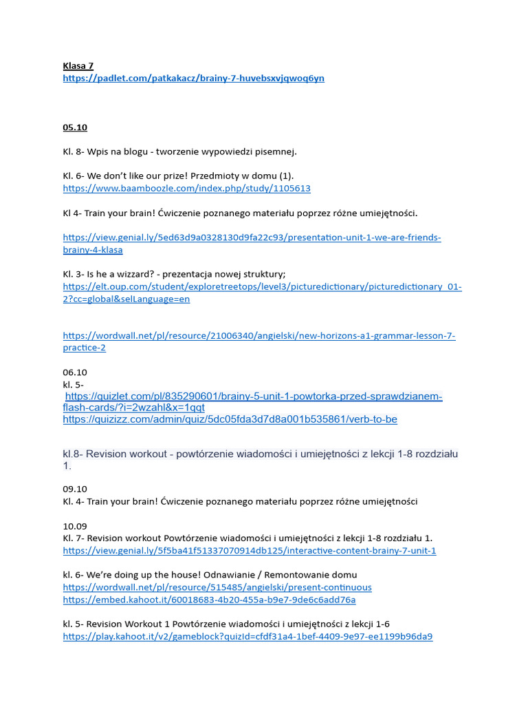 html 7 klasa