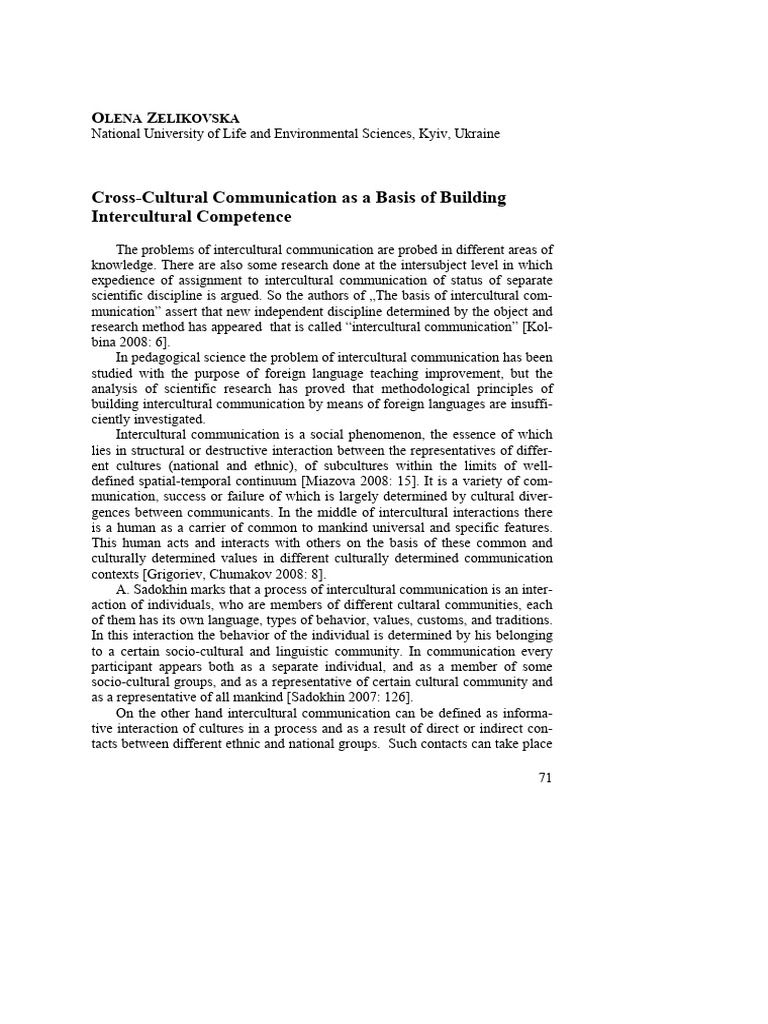 Intercultural Competence in Communication | PDF | Cross Cultural ...