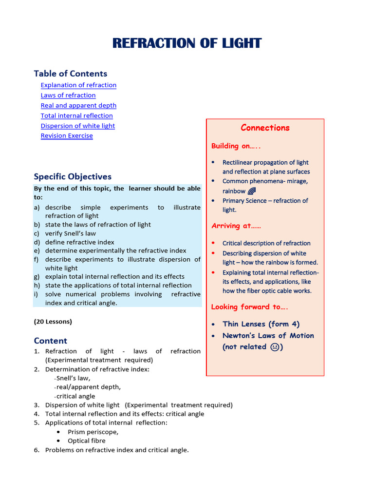 Understanding Light Refraction Concepts | PDF | Refraction | Refractive ...