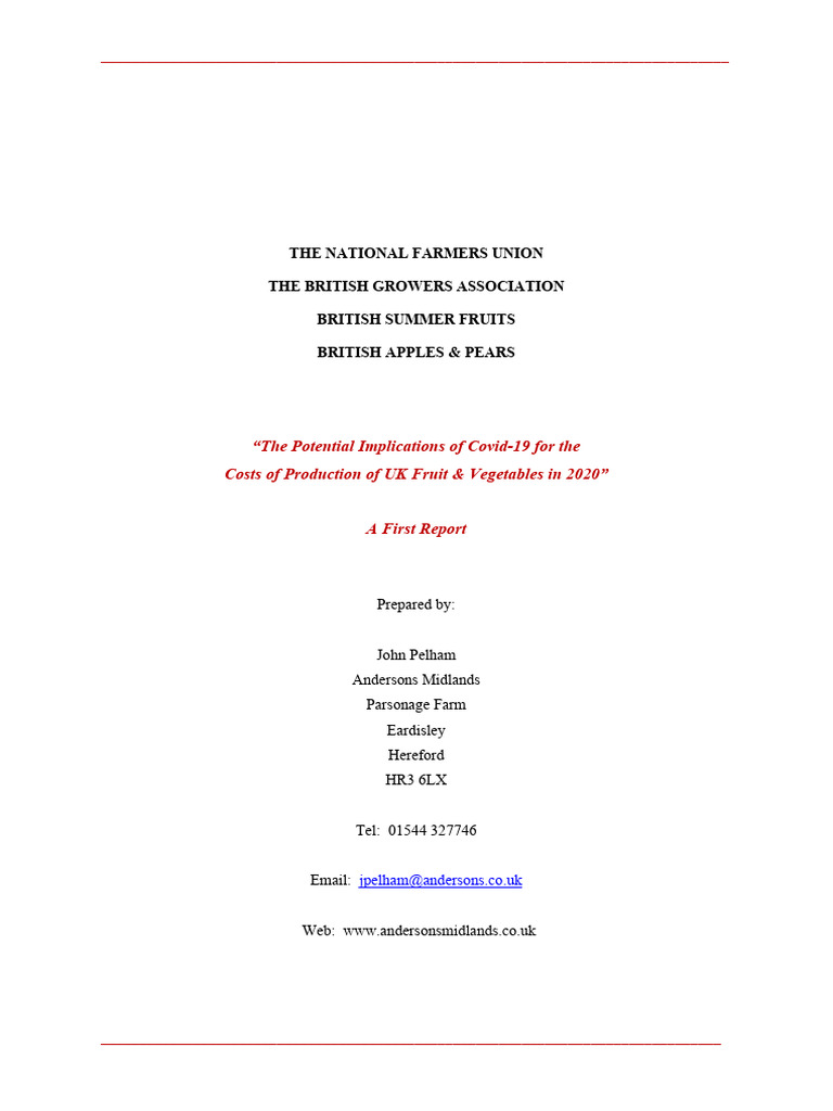 Anderson Report - Additional Labour Costs of COVID-19 | PDF ...