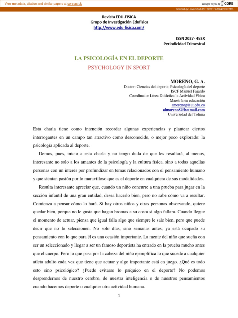 Psicología en El Deporte | PDF | Sicología | Pensamiento