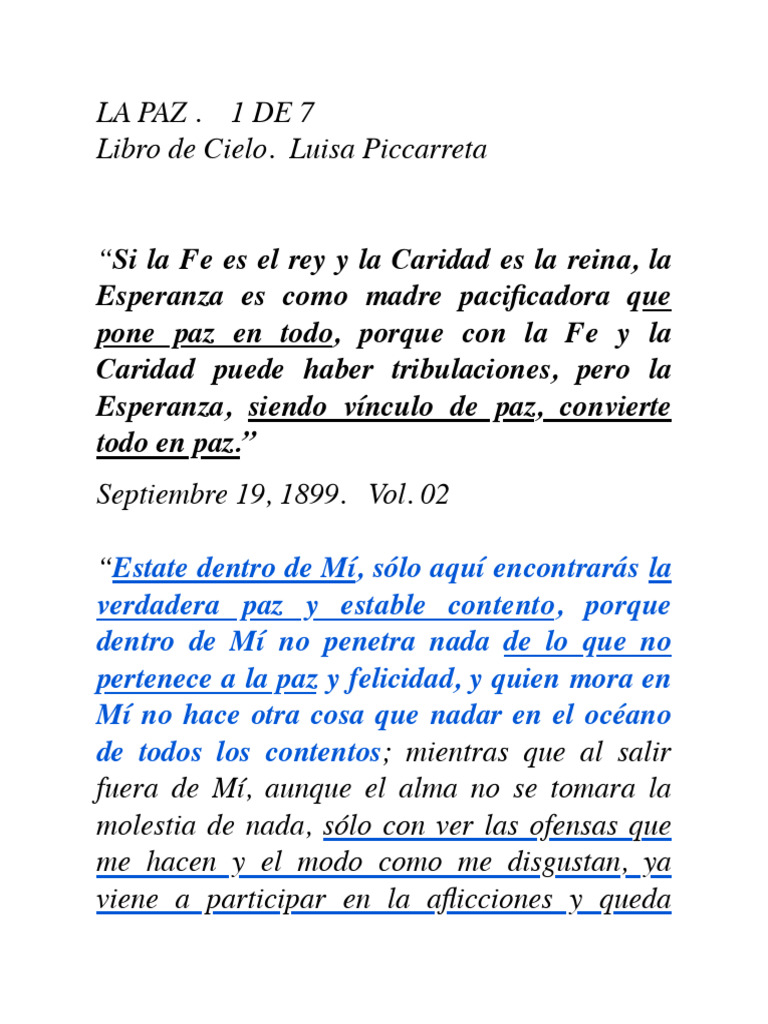 La Paz 1 De 7 Libro De Cielo Pdf Paz