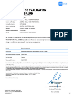 Certificado de Evaluacion Laboral de Salud: Folio: 0003771300