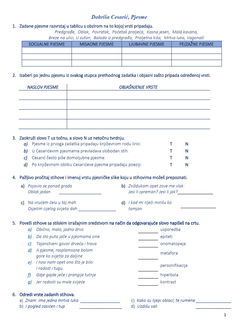 Dobriša Cesarić, Pjesme | PDF