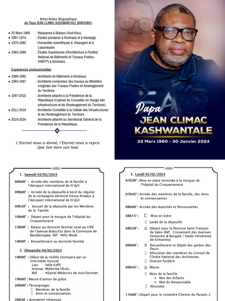 Programme des obsèques de Papa Jean | PDF | Maison et jardin