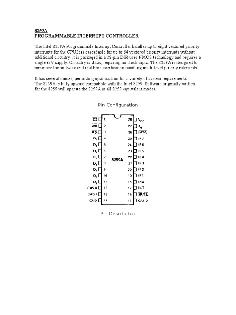 8259 A | PDF | Microcomputers | Central Processing Unit