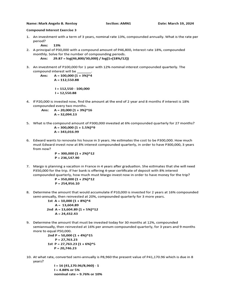 Compound Interest Calculations Guide | PDF | Interest | Compound Interest