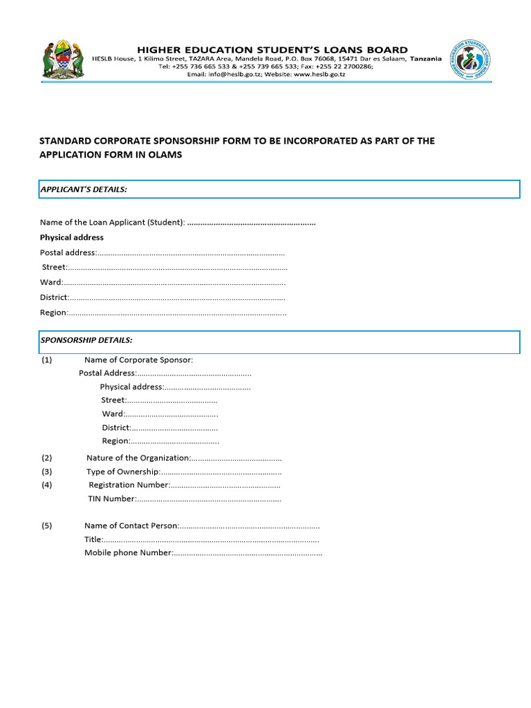 Corporat Sponsorship Form | PDF