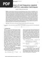 Download A comparison of mel-frequency cepstral coefficient MFCC calculation techniques by Journal of Computing SN72222125 doc pdf