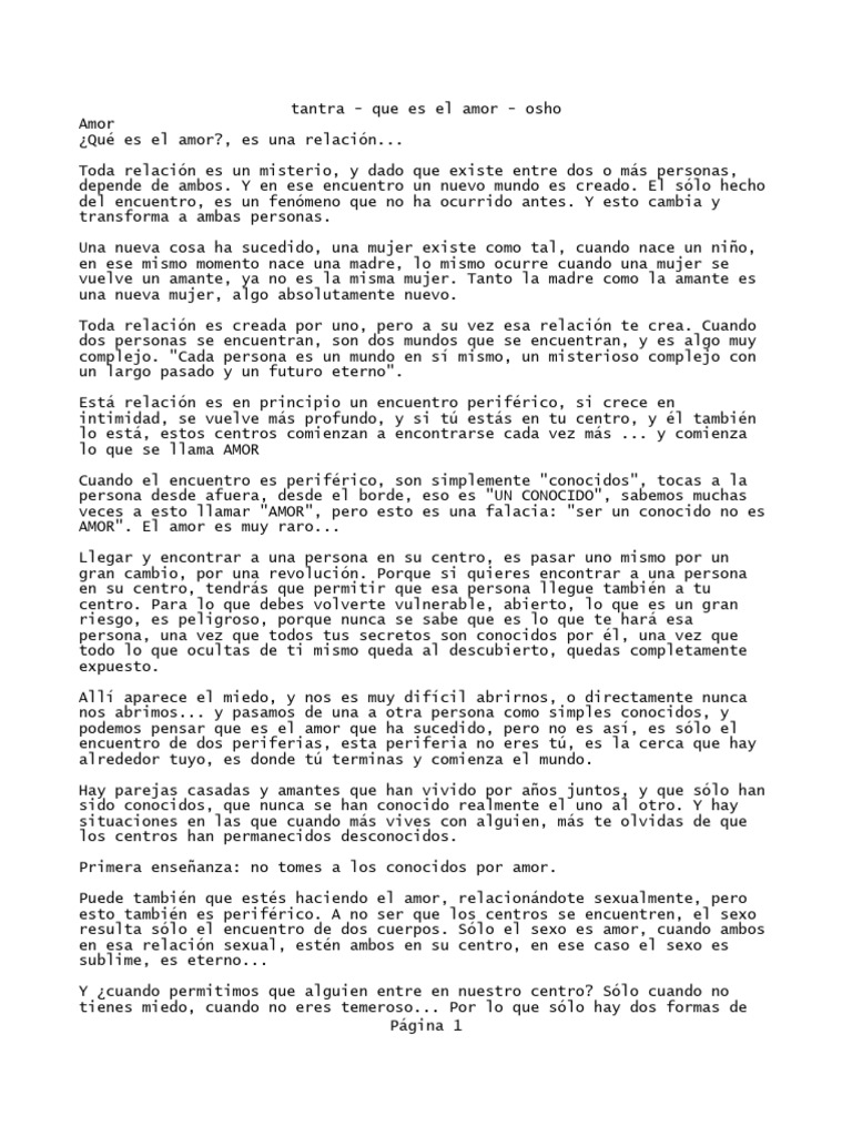 Tantra - Que Es El Amor - Osho | PDF | Amor