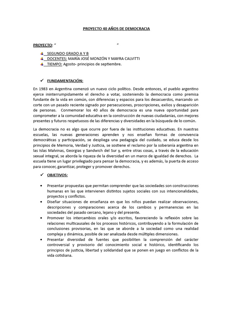 Proyecto 40 Años de Democracia | PDF | Democracia | Ideologías políticas