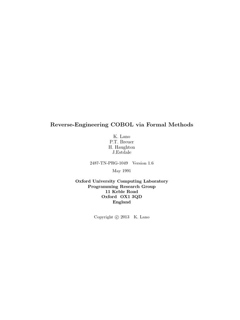 Reverse Engineering COBOL Via Formal Met | PDF | Computer Program ...