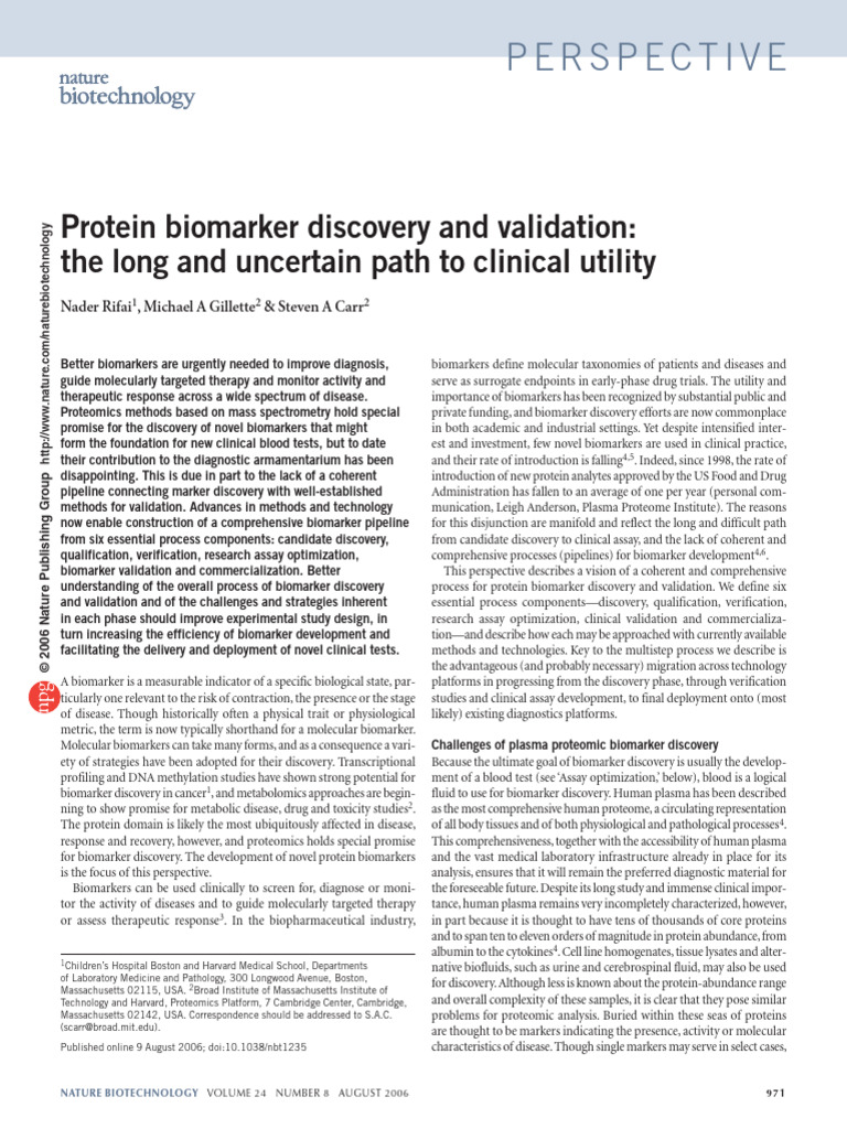 Protein Biomarker Discovery Path | PDF | Proteomics | Biomarker