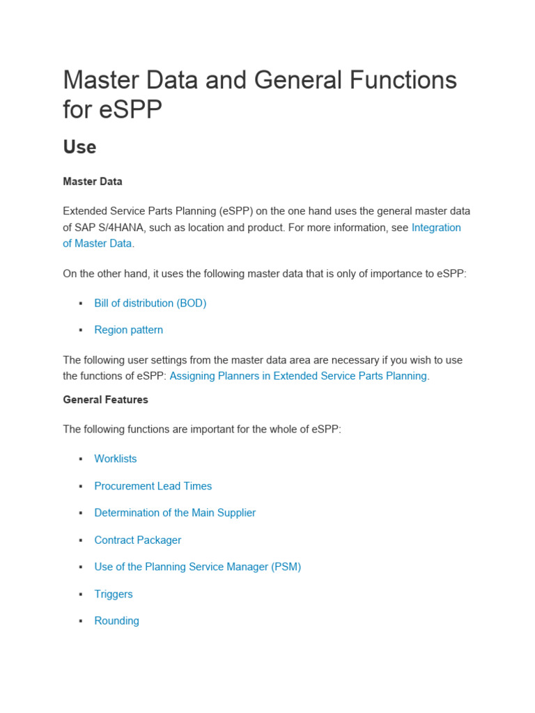 01 Master Data and General Functions For eSPP Overview | PDF ...