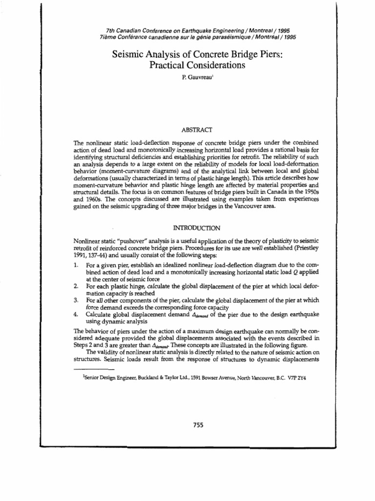 Seismic Analysis of Concrete Bridge Piers | PDF | Deformation ...