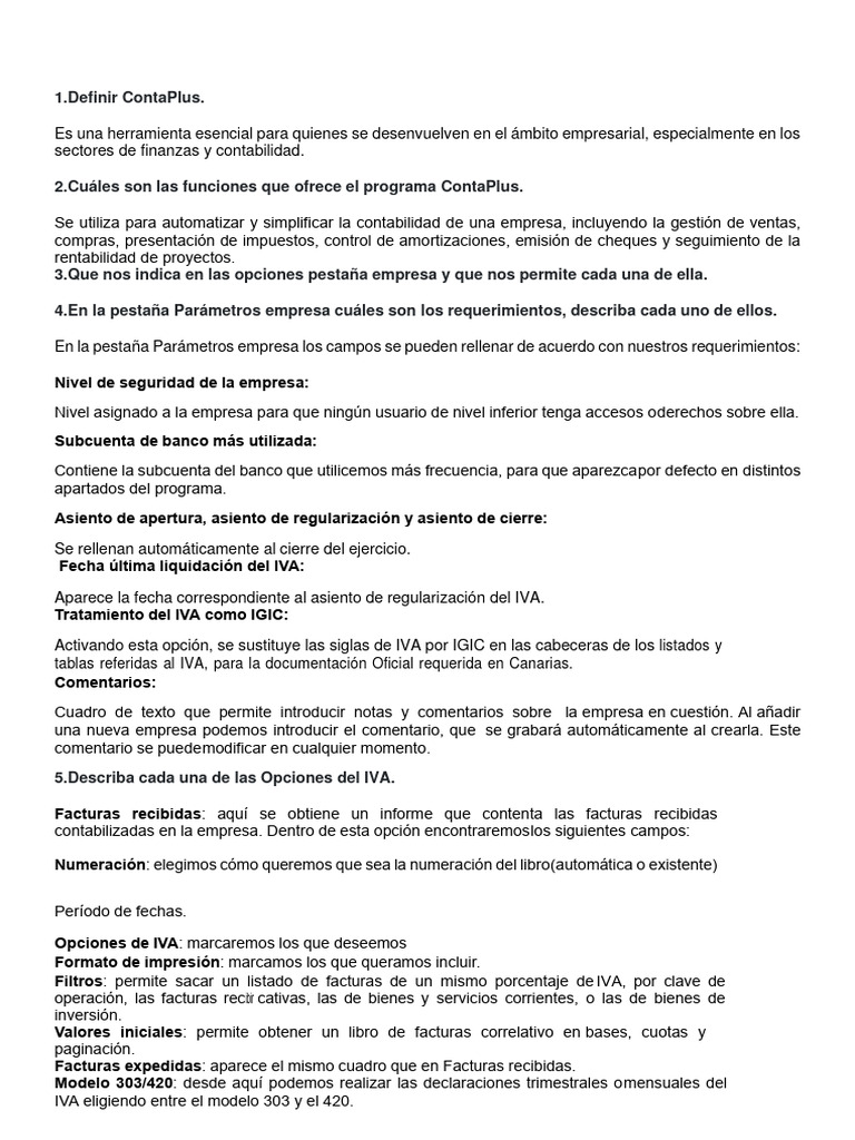 Funciones Clave de ContaPlus en Contabilidad | PDF | Ventana ...
