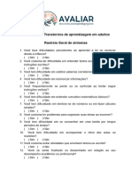 Perguntas de Rastreio Transtornos de Aprendizagem em Adultos