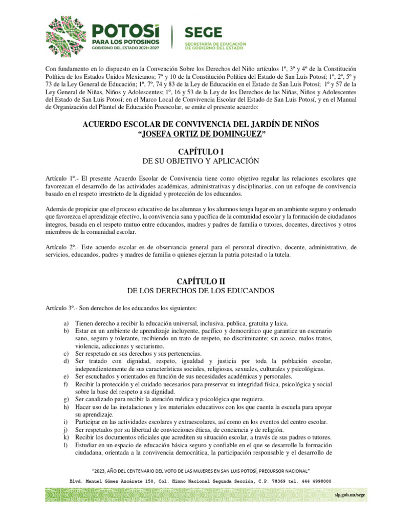 Acuerdo Escolar de Convivencia 2023 | PDF | Escuelas | Enseñando