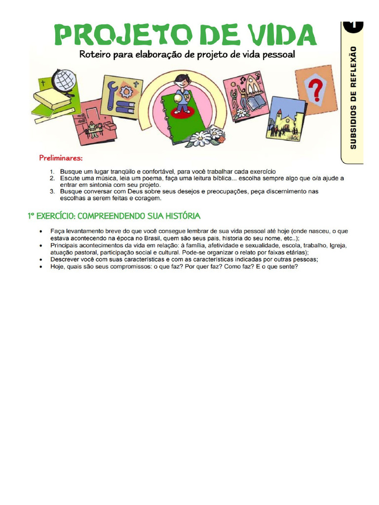 PROJETO DE VIDA VALE A PENA IMPRIMIR ESTE EXERCCIO | PDF