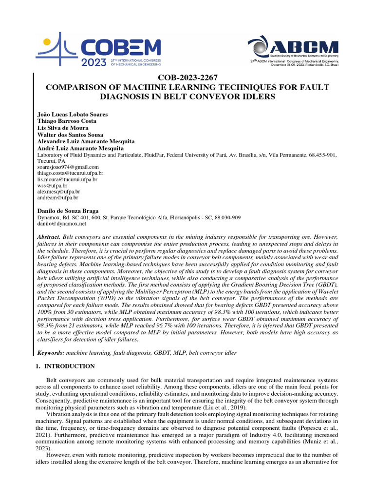 Machine Learning for Conveyor Idler Diagnosis | PDF | Wavelet ...