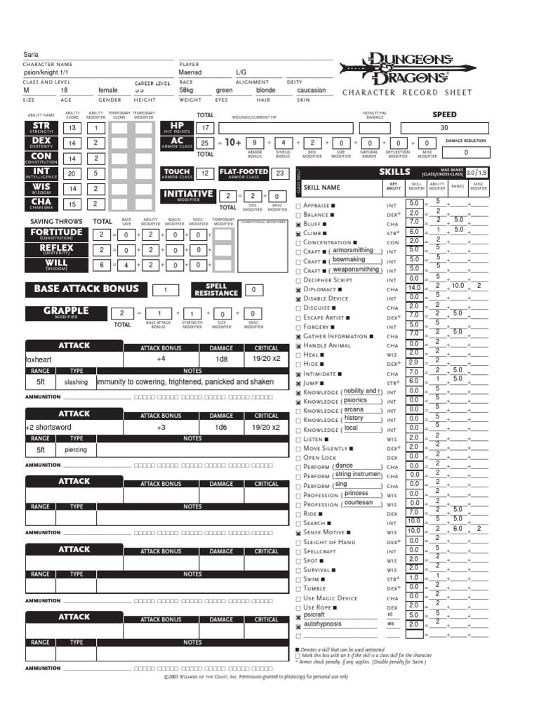 Interactive dnd 3 5 character sheet saria pdf gaming tabletop games