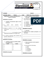 EXAMEN MENSUAL DE GEOGRAFÍA DE 6TO GRADO - IVB