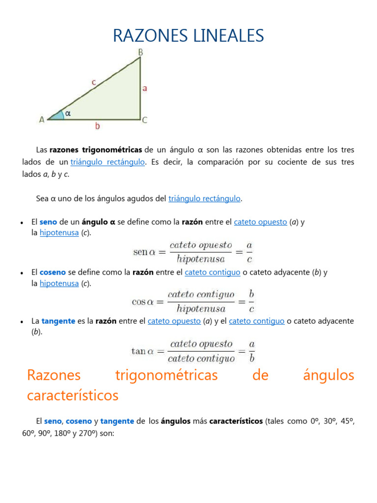 RAZONES Lineales | PDF | Trigonometría | Funciones trigonométricas