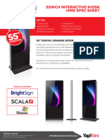 Yap Digital 55inch Interactive Kiosk Hire Spec Sheet