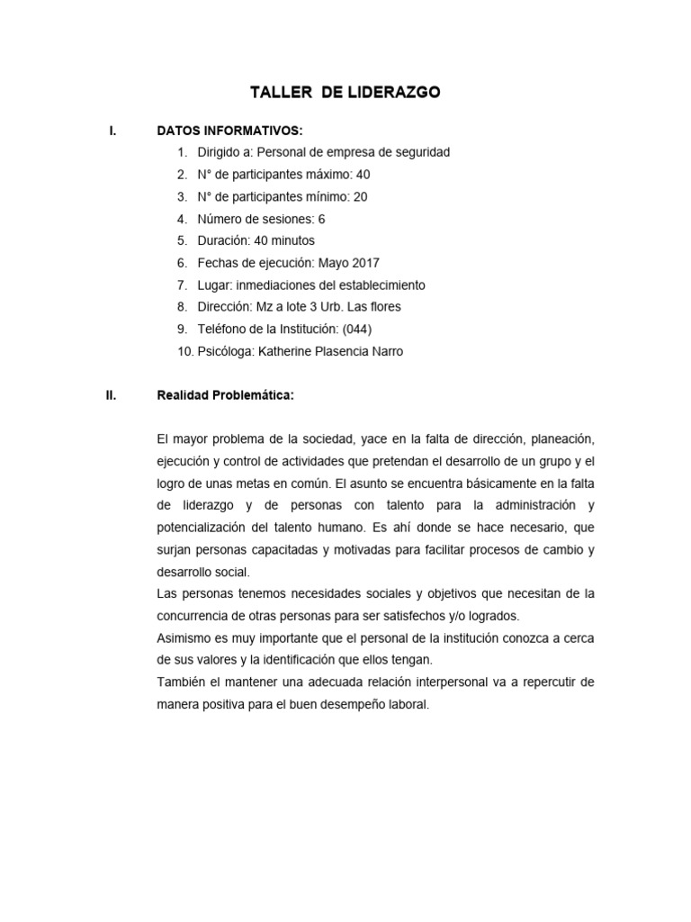 Programa Liderazgo (Mayo 2017) | PDF | Liderazgo | Grupo de trabajo