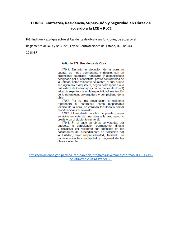 Funciones del Residente de Obra según RLCE | PDF