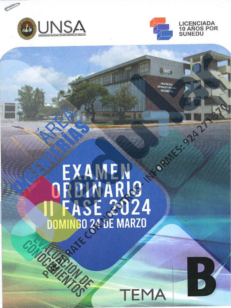 Examen de Admisión Ordinario II Fase 2024 | PDF