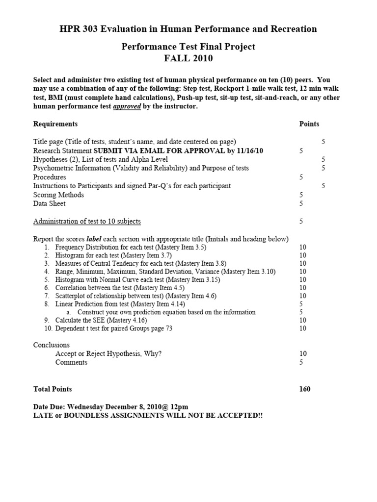 Hpr 303 performance test project sp10 pdf student s t test
