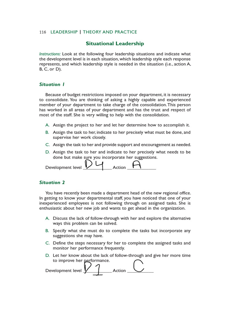 Situational Leadership Questionnaire Guide | PDF | Leadership ...